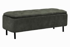 Extravagante Polsterbank EN VOGUE 120cm grün Samt mit Stauraum schwarze Metallbeine