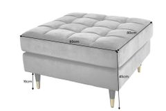 Design Hocker COZY VELVET 80cm grau Samt goldene Füße