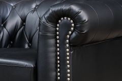 Design Sessel CHESTERFIELD 110cm matt schwarz Knopfheftung Federkern