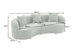 Organisches Sofa ATELIER 230cm salbei Bouclé 3-Sitzer Couch inkl. Kissen
