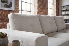 Ecksofa mit Schlaffunktion APARTMENT beidseitig aufbaubar beige Strukturstoff inkl. Stauraum