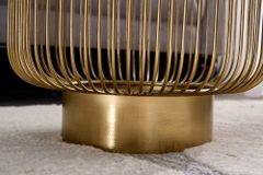 Filigraner Design Beistelltisch VARIATION 50cm gold Metall rund Schwarzglas Handarbeit