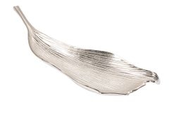 Handgefertigte Deko Schale ABSTRACT LEAF 65cm silber Aluminium