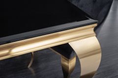 Eleganter Design Esstisch MODERN BAROCK 180cm schwarz gold Edelstahl Opalglas Tischplatte