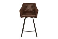 Retro Barstuhl LOFT 100cm antik braun Microfaser Barhocker mit Armlehne