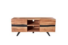Massives TV-Board AMAZONAS 160cm Akazie Metall Lowboard Baumkante