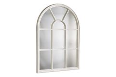 Design Wandspiegel CASTILLO 100cm weiß Landhausstil Fensterspiegel Rundbogen Shabby Chic