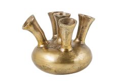 Handgefertigte Vase KIYA 25cm gold mit fünf Öffnungen Blumenvase