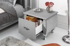 Eleganter Nachttisch EXTRAVAGANCIA 50cm silbergrau Samt Nachtkommode mit Schublade