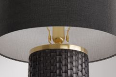 Moderne Tischlampe ELEGANCIA 70cm schwarz gold Keramik rund Stoffschirm