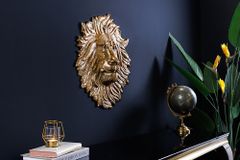 Goldene Wanddeko WILDLIFE LION 35cm gold Metall Löwenkopf-Skulptur handmade