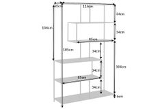 Industrial Bücherregal SLIM LINE 185x114cm Esche schwarz sechs Regalböden