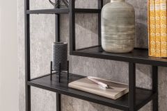 Industrial Wandregal SLIM LINE 90cm Esche schwarz fünf Regalböden
