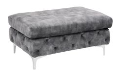 Chesterfield Hocker MODERN BAROCK 90cm dunkelgrau Samt Sitzhocker Fußhocker