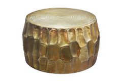 Runder Couchtisch ORGANIC ORIENT 70cm gold Metall Hammerschlag 3D-Design handmade