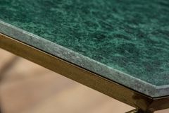 Eleganter Couchtisch DIAMOND 70cm grün messing mit Marmorplatte