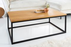 Industrial Couchtisch ARCHITECTURE 100cm Wildeiche geölt schwarzes Metallgestell Massivholz