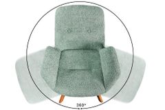 Drehbarer Design Stuhl BALTIC mint Bouclé natur Eiche Massivholz-Beine mit Armlehne