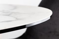 Runder Esstisch ELLIPSE 120cm Marmor weiß Keramik made in Italy Hairpin Legs