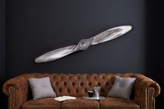 Authentische Wanddekoration SCREW II 110cm silber Flugzeug Propeller