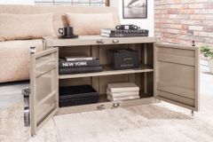 Container-Schrank GLOBETROTTER 80cm greige Metall Couchtisch mit Flügeltüren Kommode