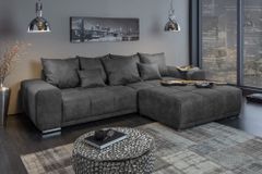 Extravaganter Hocker ELEGANCIA 110cm grau mit Ziersteppung
