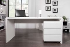 Design Schreibtisch FAST TRADE 160cm weiß Hochglanz Computertisch
