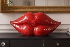 Glamouröse Deko-Figur DISCO LIP 45cm rot Glas-Mosaik-Design handmade