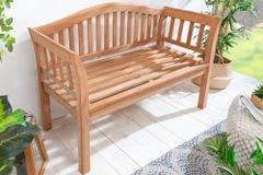 Massive Gartenbank EMPIRE TEAK 130cm natur Teakholz Outdoor-Sitzbank mit Lehne