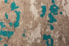 Vintage Baumwoll-Teppich MODERN ART XXL 350x240cm greige türkis verwaschen Used Look