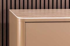 Design Highboard SAVOY 130cm grau beige greige Travertin Keramik Stauraum 3D-Front