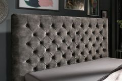 Design Doppelbett PARIS 160x200cm grau Samt Chesterfield Polsterbett