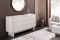 Design Sideboard SAVOY 150cm kaschmir weiß Marmor Keramik mit sechs Schubladen