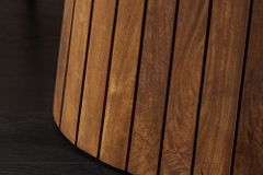Ovaler Esstisch ART DECO 220cm braun smoked massives Mangoholz mit Säulenfuß