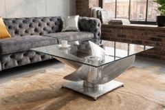 Maritimer Couchtisch OCEAN L 85cm silber antik Schiffsschraube mit Glasplatte