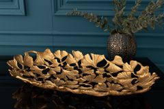 Dekorative Schale GINKGO LEAFS 50cm gold handmade Metall