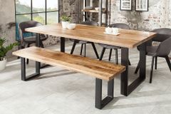 Massiver Esstisch IRON CRAFT 160cm natur Mangoholz Eisen Kufengestell Industrial Design