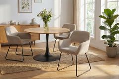Design Stuhl MUSTANG beige Cord mit Armlehne schwarz Metallgestell