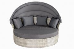 Outdoor Sonneninsel PLAYA LIVING 165cm hellgrau Polyrattan Aluminium inklusive Kissen wetterfest