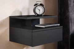 Hängender Nachttisch FLOATING 35cm schwarz Regal mit Schublade