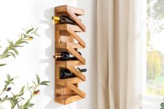 Massives Weinregal MAKASSAR 80cm recyceltes Teakholz für 5 Flaschen Wandregal