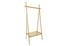 Massivholz Garderobe ZEN-BO 160cm natur Bambus Kleiderstange mit Ablage