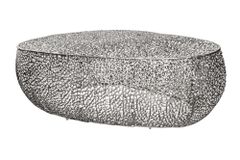 Filigraner Design Couchtisch ABSTRACT LEAF 130cm silber Handarbeit
