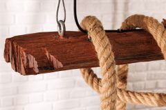 Maritime Hängeleuchte SEVEN SEAS 110cm Massivholz Seil Deckenlampe 5 Leuchten