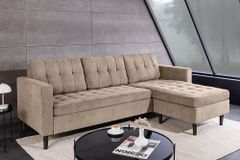 Retro Ecksofa STOCKHOLM 220cm taupe Cord Federkern 3-Sitzer
