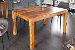 Massivholz Esstisch PURE 120cm braun Sheeshamholz stone finish einzigartige Maserung