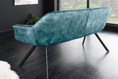 Esszimmer Sitzbank PAPILLON 165cm petrol Samt mit Lehnen schwarzes Metallgestell