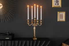 Kerzenständer MODERN BAROCK 40cm gold 5-armig Lüster Aluminium poliert Kerzenhalter