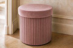 Runder Hocker ÉLAN 40cm rosa Samt faltbar mit Stauraum