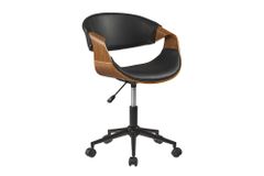 Höhenverstellbarer Bürostuhl ORGANIC schwarz Kunstleder Walnussholz braun drehbar